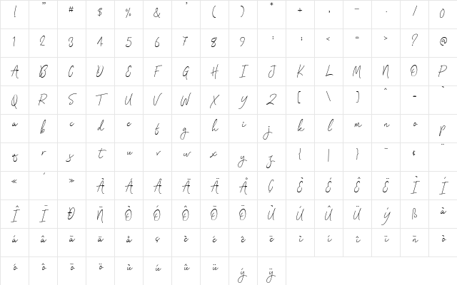Signatura Monoline Script Regular Character Map Signatura Monoline Script Regular Character Map