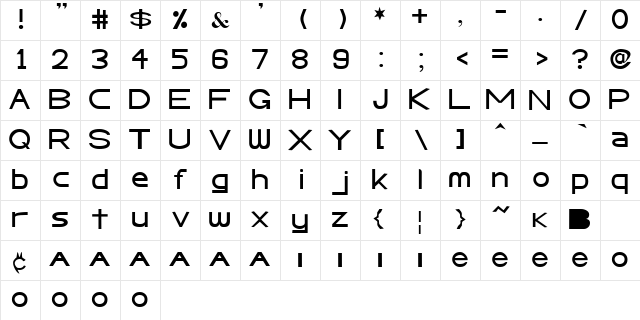 Abtechia 1 Character Map