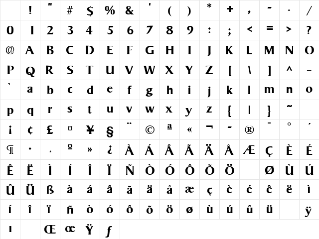 Sigvar Bold Character Map Sigvar Bold Character Map