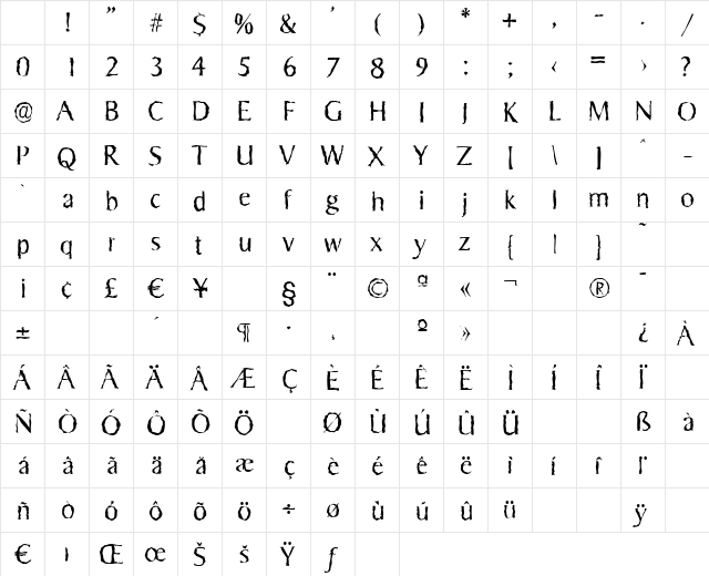 SigvarRandom-Light Regular Character Map SigvarRandom-Light Regular Character Map