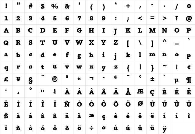 Silica Regular Character Map