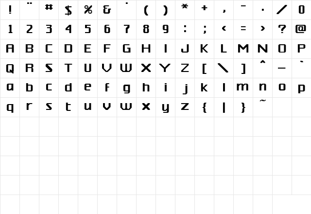 Silicon Regular Character Map