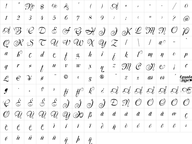 Silk Script Alt Regular Character Map Silk Script Alt Regular Character Map