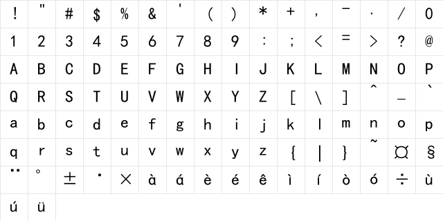 SimHei Normal Character Map