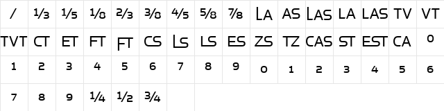SimianDisplay Medium Character Map
