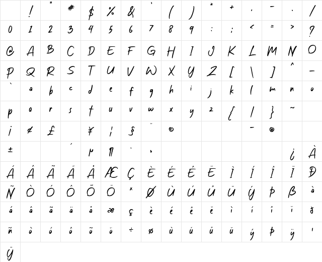 Simple Notes Regular Character Map Simple Notes Regular Character Map