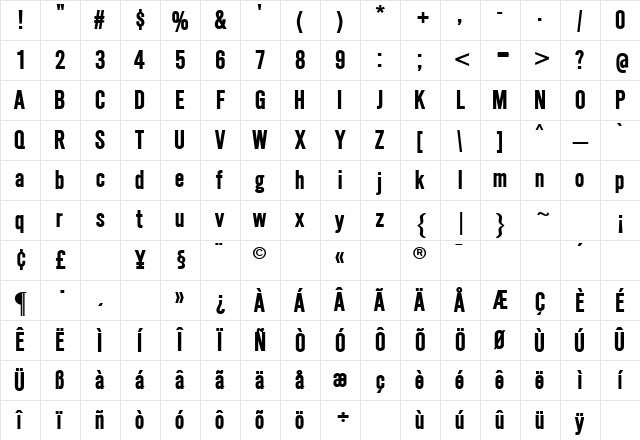 SimpleType Bold Character Map SimpleType Bold Character Map