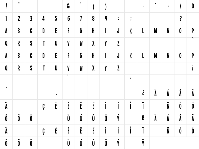 Single Sleeve Regular Character Map