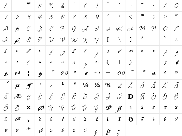 SingOutNew62 Bold Character Map