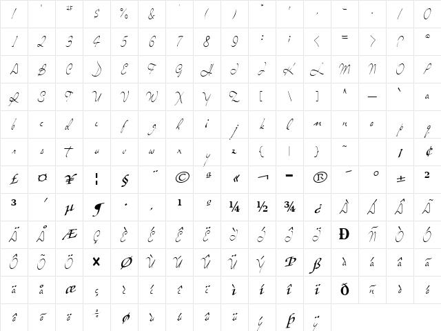 SingOutNew62 Regular Character Map SingOutNew62 Regular Character Map