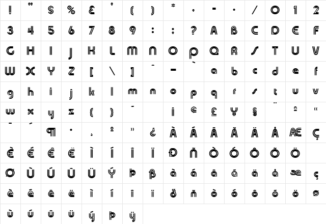 Skinny Regular Character Map