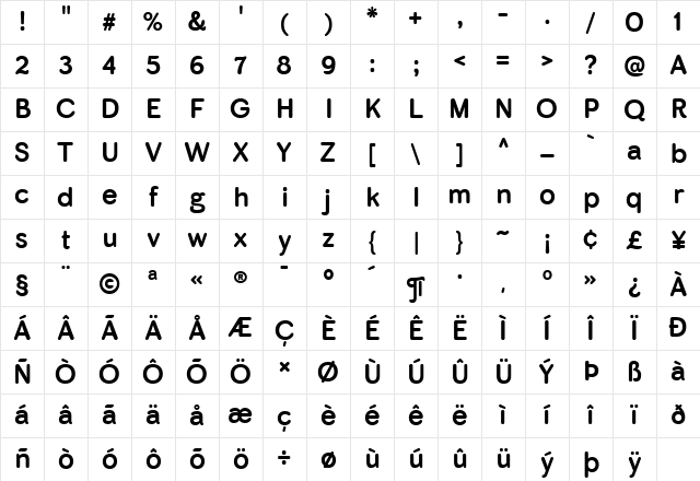 Skirt Bold Character Map Skirt Bold Character Map