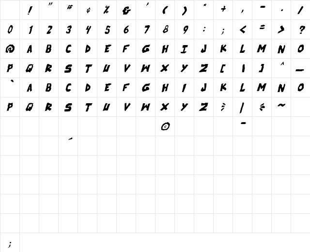 skrunch Italic Character Map skrunch Italic Character Map