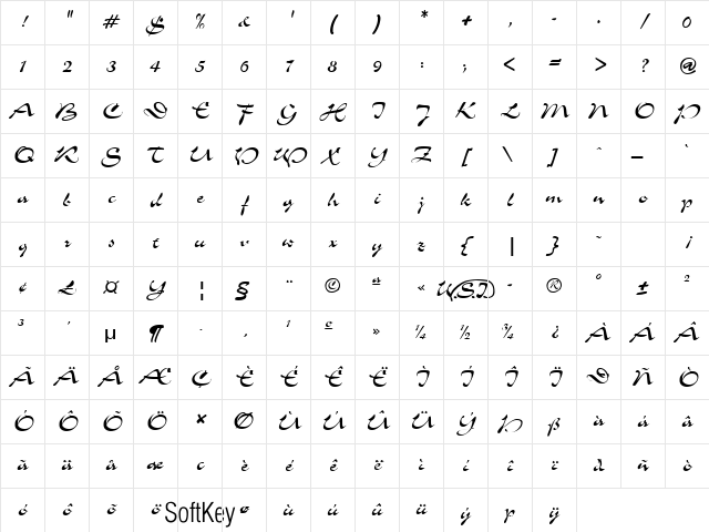 Slalom Regular Character Map