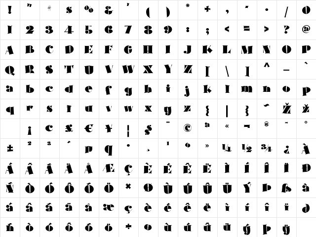 Slapdash Deco NF Regular Character Map