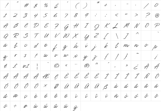 SlashHmk Regular Character Map