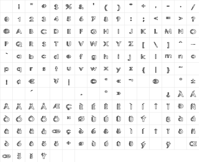 Sliced Iron Regular Character Map