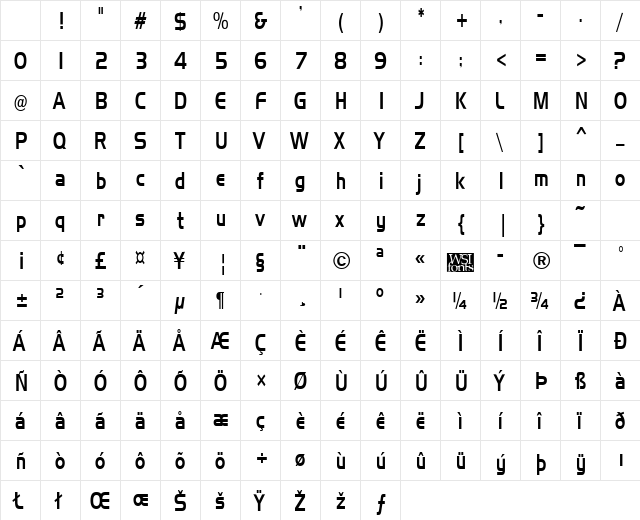 Slickerest normal Character Map
