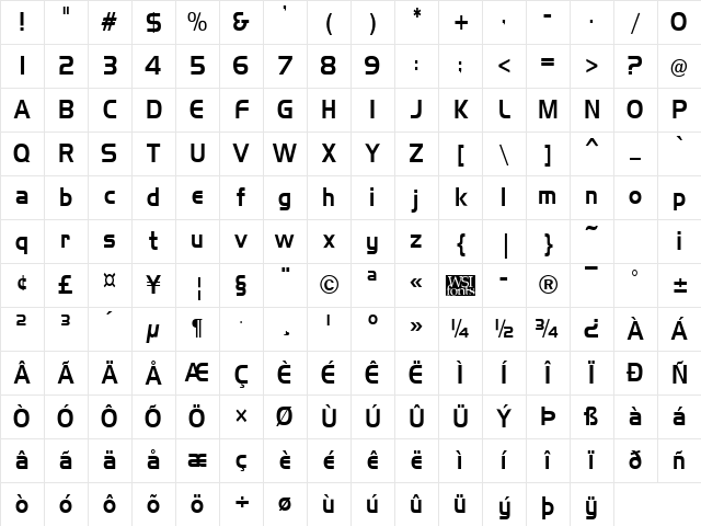Slickerer Regular Character Map