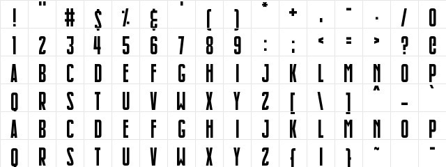 Slimlines Regular Character Map
