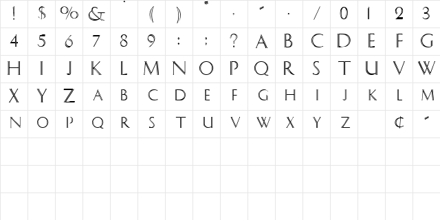SlotGothicSCapsSSK Regular Character Map