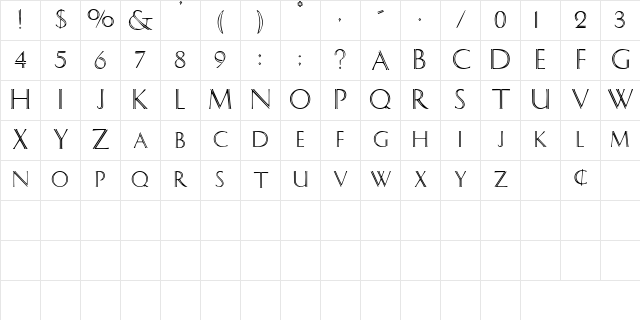 SlotGothicSCapsSSK Regular Character Map