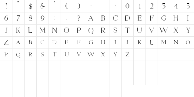 SlotSCapsSSK Regular Character Map