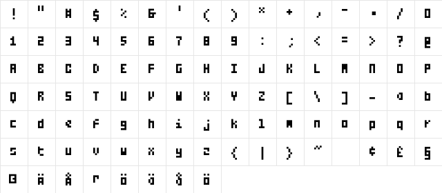 Small Talk Mono Tight Character Map