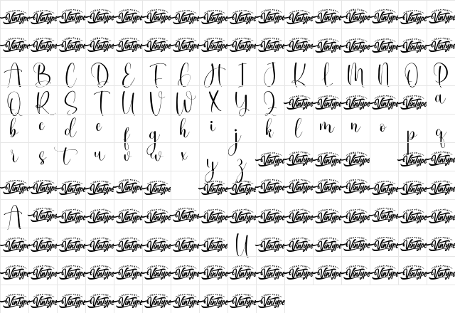 Smalljelly Demo Script Regular Character Map