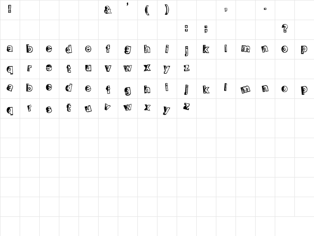 Smellvetica Outline Character Map