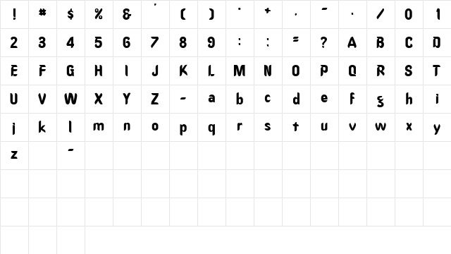 SmidgenSSK Regular Character Map