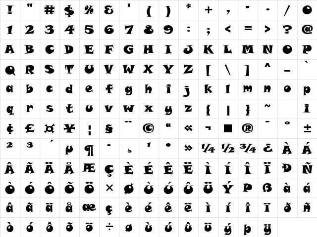 Snap ITC TT Regular Character Map Snap ITC TT Regular Character Map