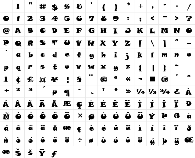 SnapITC Heavy Character Map