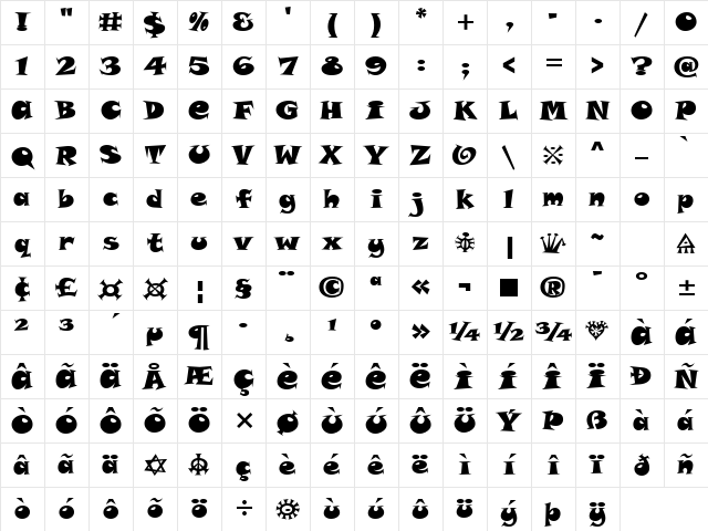 SnapITCAlternate Heavy Character Map SnapITCAlternate Heavy Character Map