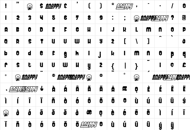 Snappy Regular Character Map