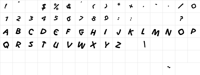 Snootchie Bootchies Italic Regular Character Map
