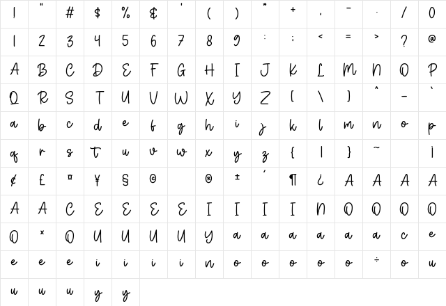 Snowberry Regular Character Map Snowberry Regular Character Map