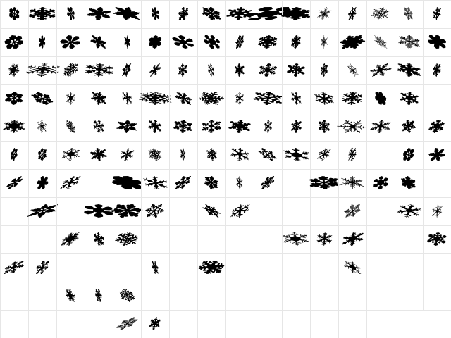SnowflakesFalling Regular Character Map