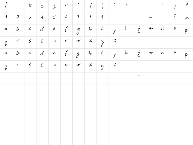 Snowshoe Regular Character Map Snowshoe Regular Character Map