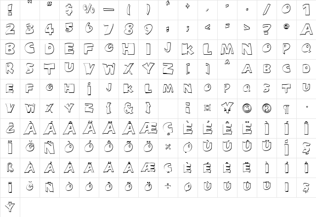 Snopy Outline Normal Character Map