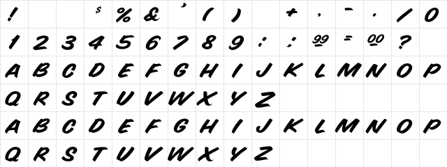 SnyderSpeed Wd Regular Character Map