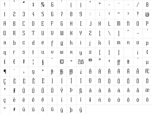 So Wide Regular Character Map