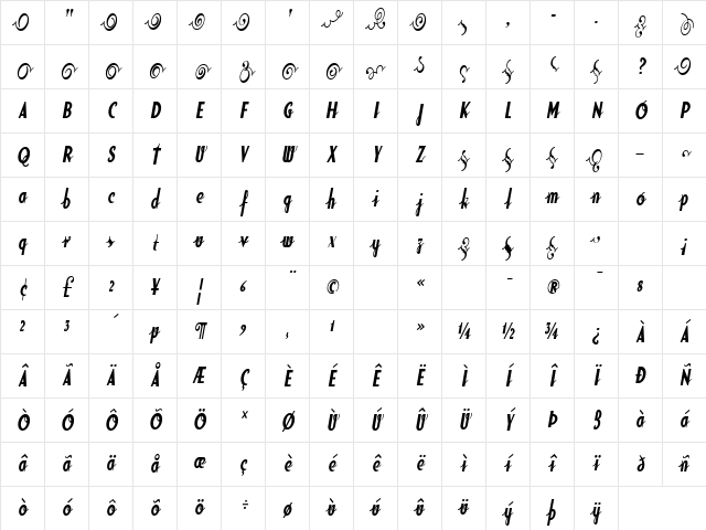SodaScript BoldExtras ScriptBoldExtras Character Map SodaScript BoldExtras ScriptBoldExtras Character Map