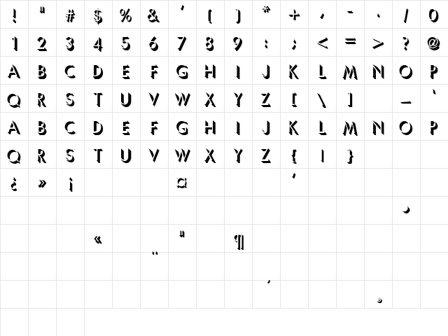 SolaceCondCapsSSK Regular Character Map