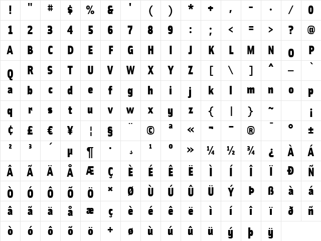 SolexBlackLining Regular Character Map SolexBlackLining Regular Character Map