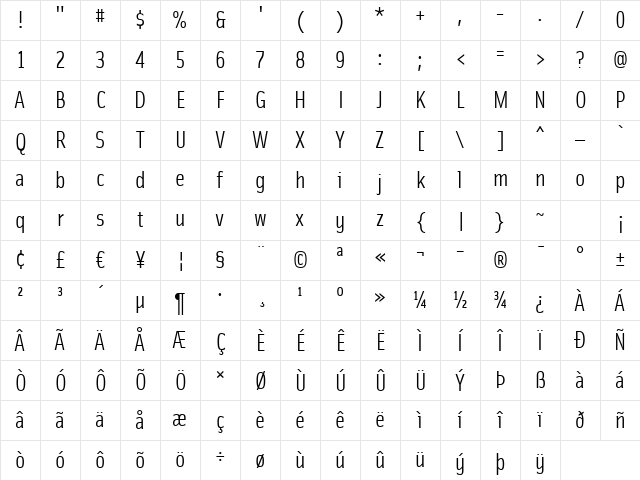 SolexRegularLining Regular Character Map
