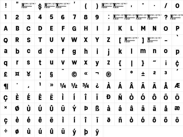 Soliden Trial Cond Bold Character Map