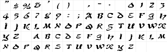 SolomonExtended Italic Character Map