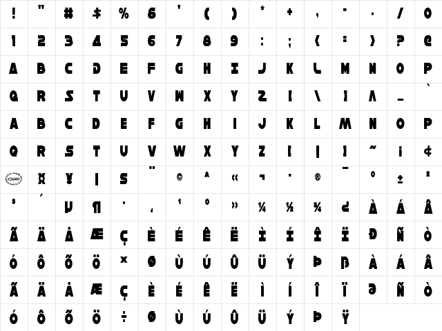 Han Solo Condensed Condensed Character Map