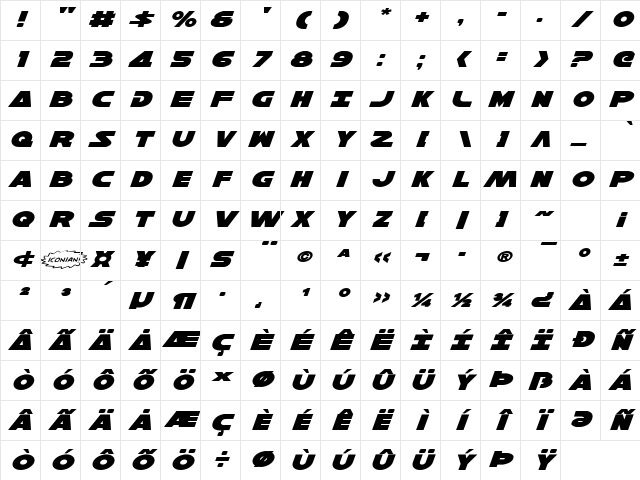 Han Solo Expanded Italic Expanded Italic Character Map Han Solo Expanded Italic Expanded Italic Character Map